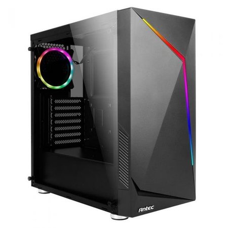 ANTEC Antec NX300 BLACK Tempered Glass Side Panel; LED Strip Front Panel NX Series Mid Tower ATX Gaming Case with ARGB Fan; Black NX300 BLACK